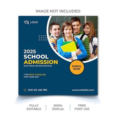 School admission social media post design template admin template admission admission banner branding creative creative design design school school ads school banner template typography