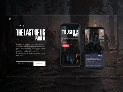 The Last of Us 2 - Mobile UI branding design gaming hero landing page mobile sketch ui ux video games