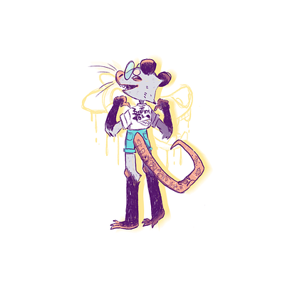 Opossum girl animal creaturedesign illustration procreate