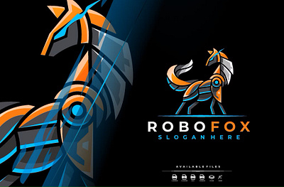 Mecha Robotic Fox Logo Template animal design fox gaming logo graphic design illustration logo logo design vector