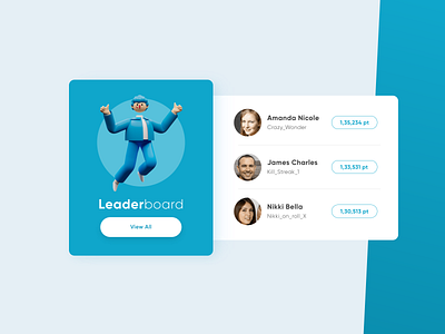 Leaderboard - Daily UI 019 019 3d 3d card adobe illustrator adobe xd card card layout daily ui dailyui019 dailyuichallenge game leaderboard games leaderboard ranks scores ui vector