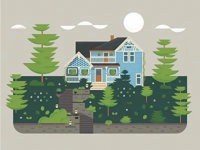 St. Paul House geometric home house illustration summer trees victorian yard