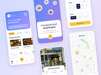 OpenTable redesign concept android booking concept design flat food home ios layo map mobile app service splash studio ui ux