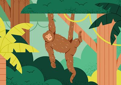 Monkey in the Brazilian Jungle brazil design drawing forest illustration jungle monkey rainforest trees