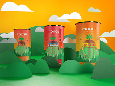 Monos - Native coffee brand agency brand coffee brand design brand identity branding colombia coffee coffee packaging coffee packing cololombian packaging color color packaging colorful colorfull illustration latin america nature nature illustration packaging set desing south america