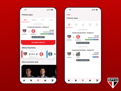 SPFC - Game Schedule Agenda agenda app brazil design football game schedule soccer spfc sports são paulo tricolor ui ux