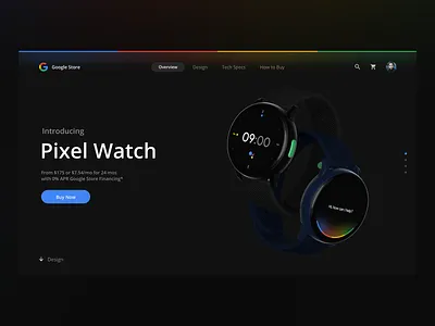 Google Pixel Watch Landing page 3d design concept design google pixel illustration landing page modern smartwatch ui ux vector