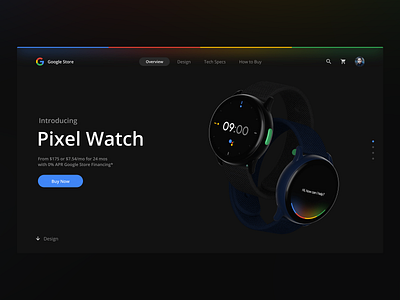 Google Pixel Watch Landing page 3d design concept design google pixel illustration landing page modern smartwatch ui ux vector