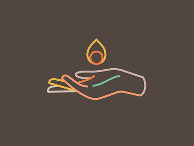 Kind Warrior fire flame hand line logo rainbow