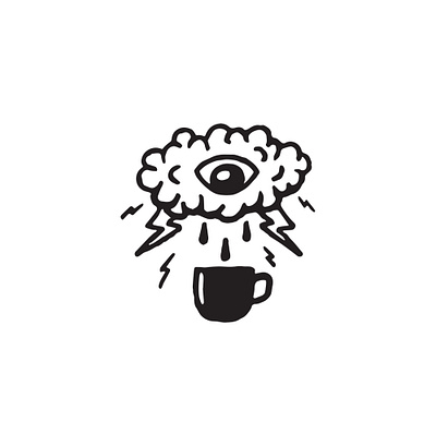 The Brewing Storm coffee coffee cup eye flash graphic design hand drawn illustration lightning bolt storm t shirt t shirt design t shirt graphic tattoo third eye