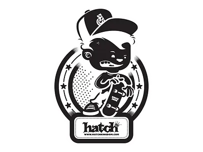 Hatch Kingdom affinity berlin black and white character errortypez hatch illustration museum skatboard skateboarding sticker vector