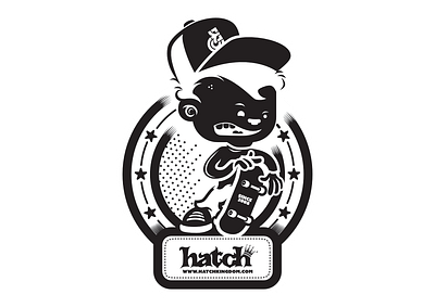 Hatch Kingdom affinity berlin black and white character errortypez hatch illustration museum skatboard skateboarding sticker vector