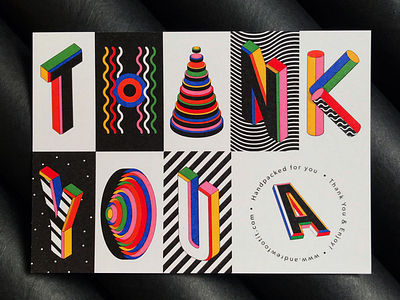 Thank You Card 3d abstract branding illustration pattern typographic typography