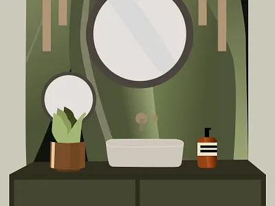 Botanical Bathroom bathroom figma graphic design graphic illustration graphicdesign illustration illustration art interior interior decor interior design