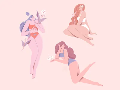 Women's Secret art beautiful bed character colorful design feminine girls harmony illustration linen pastel pattern print set woman women