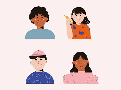 Portraits book illustration bright colors children children illustration design girl illustration illustration illustrator minimal portrait illustration vector