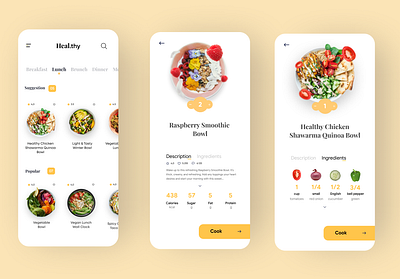 Heal.thy | Recipe App app app design clean design flat food minimal mobile mobile design mobile ui ui ux