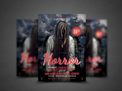 Horror Flyer Template advertising art autumn background banner bat black card cartoon celebration cinema club creepy dark decoration design entertainment event evil