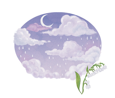 Dreamy skies april calendar clouds design digital illustration esoteric illustration moon photoshop showers texture