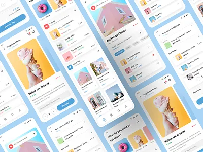 Food Delivery App blue booking delivery food food and drink food app food delivery food delivery app food delivery application food delivery service food illustration foodie mobile mobile app mobile ui pastel restaurant resto restore shop