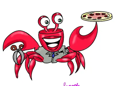 Hardworking crabby burbershop cartoon illustration colors comics crab design employee hr humor illustration logo pizza sketch