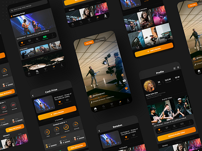 Video Contest app UI Design android app design androidapp app clean ui darkui design design app like mobile app mobile ui modern prizes profile tiktok ui uidesign uidesignpatterns uiuxdesign ux videoapp
