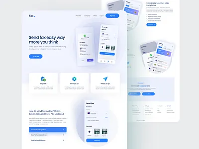 Fax App Landing Page animation apps landing branding clean color creative design fax app fax template fax website graphic design landing page landing page design ui uidesign ux website