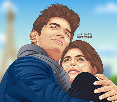 Dil Bechara Fanart artist bollywood couples cute illustrations love movie paris vectorart