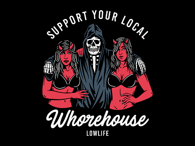 Support Local apparel art clothing design devil girl illustration reaper skull t shirt tattoo