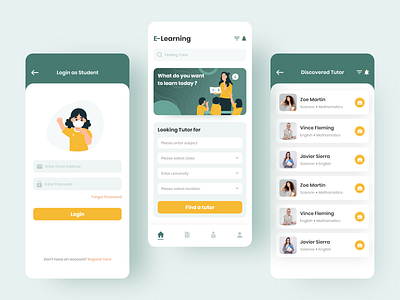 Online Education App app app design colorful design education app illustration onboarding screens online education uiux