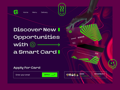 Smart Card Hero Page banking branding design graphic design landing nft trend ui uiux ux web