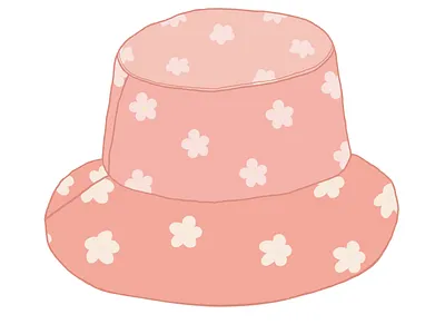 Pink panama hat graphic design illustration raster