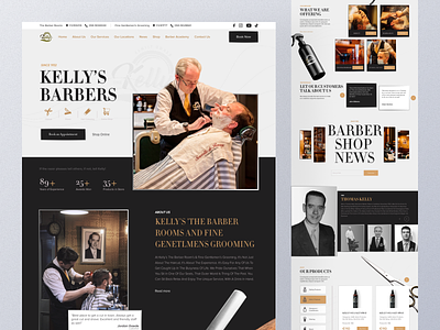 Kelly's Barbers | Case study barbershop gold high end landing page ui design ux design web design