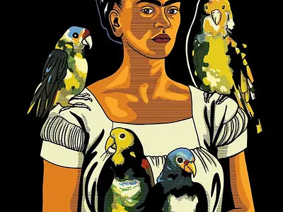 Frida art artwork blue design fashion illustration illustration portrait