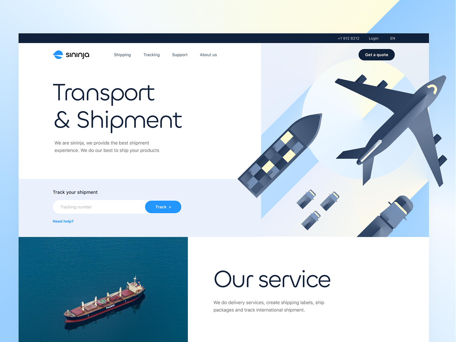 International Shipment Marketing site Concept by Yogie Ismanda for