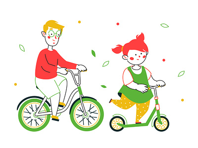 kids riding bikes cartoon