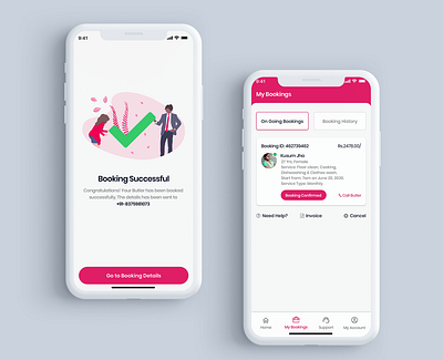 My Butler app (Booking Successful) bai butler cleaning service design house clean kamwali bai ui ux