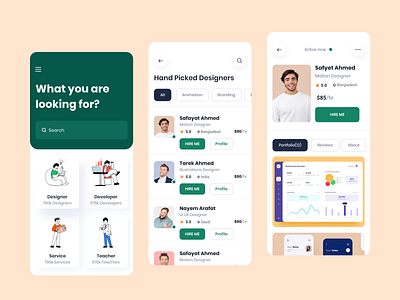 Service Mobile App app best design concept design design idea design thinking hire home page mobile profile service trend 2020 trending ui user experience userinterface ux