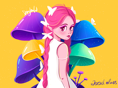 Forest elves~ cartoon cute design forest girl illustration yellow