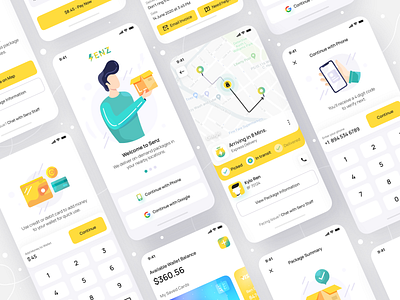 On-demand Hyperlocal Delivery App Design - Senz app design app design ui ux delivery delivery app empty state hyperlocal ios ios app design location app mobile app mobile app design on demand onboarding package shipment sign in sign up signin signup uiux