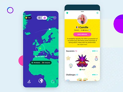 Ablo - Landing & Profile screen app design chat app illustrations landing live chat map mobile app profile profile page social app souvenirs