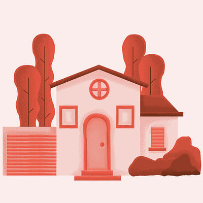 House design flat illustration minimal pink