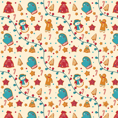 Christmas pattern branding design flat illustration typography vector