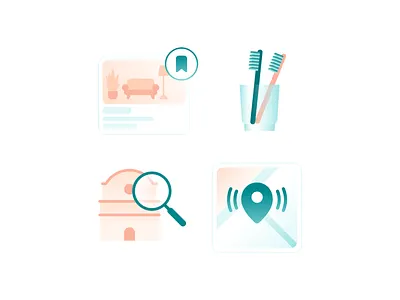 Empty States Mix card emptystate home house illustraion location map search toothbrush vector