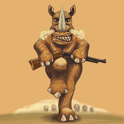 Rhino poaching drops africa anger artwork brush drawing editorial editorial art good news guns illustration instagram photoshop poaching portrait poster rhino series