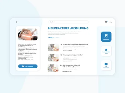 Shopping App for Naturopathy Online Courses concept design elearning shopping app ui