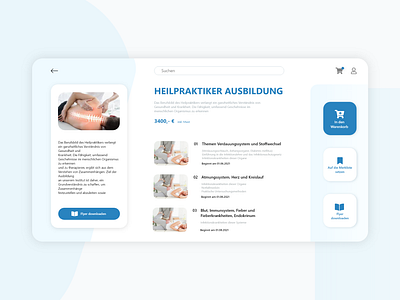 Shopping App for Naturopathy Online Courses concept design elearning shopping app ui