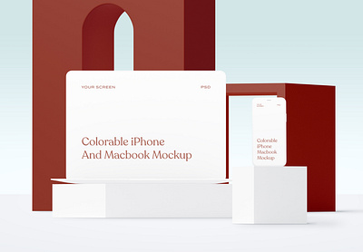 Free clay iPhone and macbook mockup apple clay design device iphone mockup psd screen template ui