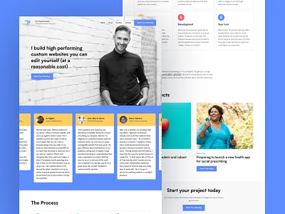 Website Redesign (shot 2) blue blue website case studies design flat homepage layout portfolio testimonials user experience user inteface ux uxui webdesign webdesigner website website design