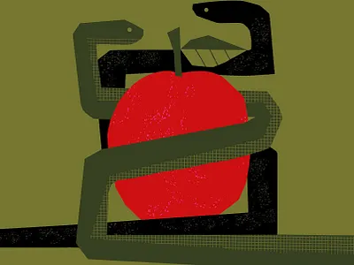 Kindred spirit animals apple character digital illustration fruit illustration snakes